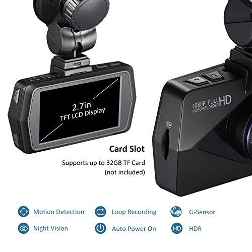 Full HD 1080p auto DVR, telecamera Xintop, Novatek Processor, 170 °, grandangolo, 6,9 cm TFT LCD, HDR, 6-glass Lens, GPS Logger, rilevazione di movimento, versione di notte, comando guardia