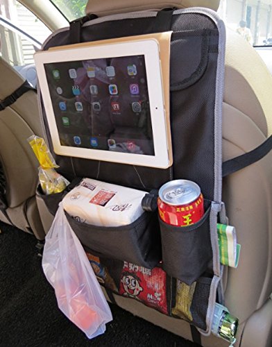 Funzione "mani libere" per iPad, motivo: Organizer portaoggetti per sedile posteriore Auto, per iPad/Tablet da appendere, Borsa Organizer multiuso veicolo tasche per bottiglie e tessuto, con porta cellulare