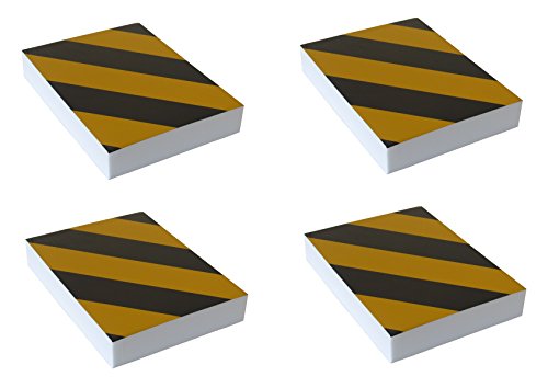 FWP2418BYx4 Paracolpi adesivi, resistente alle collisioni, in gomma schiumata, per parcheggi, edifici industriali, garage e magazzini, dimensioni 24x18x4 cm, nero / giallo (Confezione da 4 pezzi)