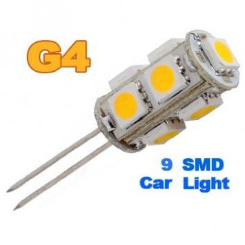 G4 Car 9 LED SMD 5050 lampadina bianca calda della lampada 12V