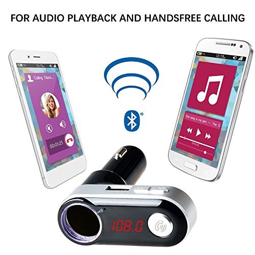 Gam3Gear Bluetooth 3.0 Ricevitore FM Trasmettitore Wireless accendisigari per auto Prolunga Vivavoce Chiamata Radio FM Adattatore musicale stereo Dual 2.1A Caricabatteria da auto USB per SmartPhone