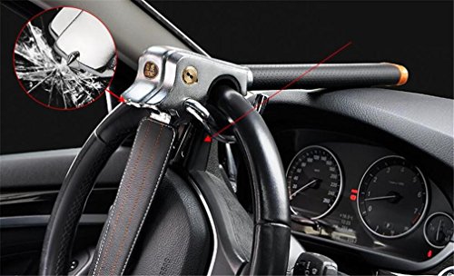 GO&CAR Nero antifurto dispositivi di bloccaggio sterzo testa volante con sicurezza martello di sicurezza di auto-difesa