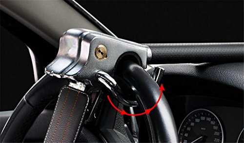 GO&CAR Nero antifurto dispositivi di bloccaggio sterzo testa volante con sicurezza martello di sicurezza di auto-difesa