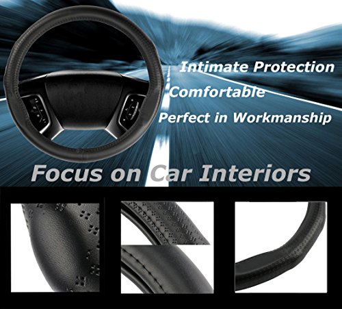 Gomass auto Car Steering Wheel Covers, Four Dimensional servosterzo, universale, 38,1 cm, in microfibra, antiscivolo, presa facile, Wheel Wrap (nero)