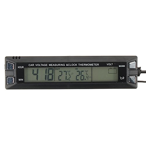 GOZAR Auto Termometro Temperatura Tensione Batteria Monitor Allarme Digitale Orologio Display