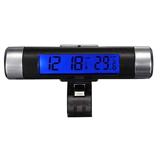 GOZAR Mini Lcd Digitale Auto Orologio Termometro Nottilucenti Temerature Gauge-Blu