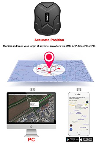 GPS Tracker Localizzatore di veicolo in tempo reale con monitoraggio per auto, moto, veicolo, GSM, GPRS, APP, SMS, GPS satellitare antifurto, tkmars, nero