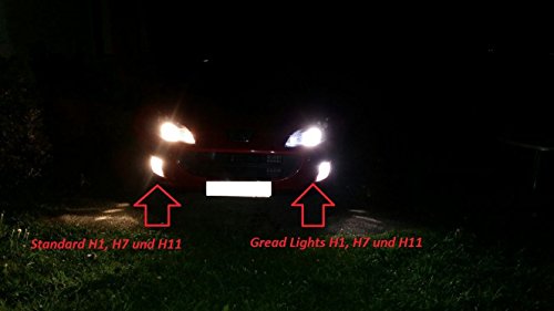 Gread - Lampade alogene effetto xeno, H11 8500K 55W, luce bianca luminosa, certificazione europea