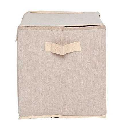 GreenForest Cotton Linen Fabric Round Storage Basket 13.78*17.72 Inch, Red strips
