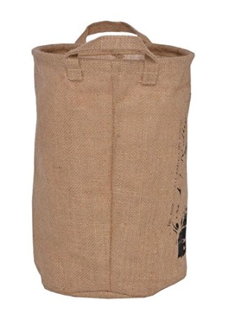 GreenForest Tessuto cotone lino tessuto cestello rotondo con pois - caffè Storage Box per bambini