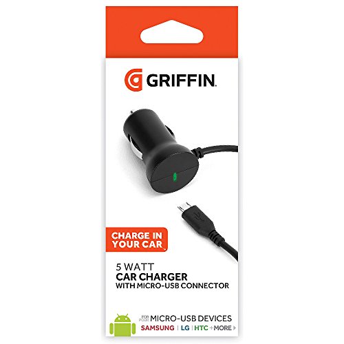 Griffin 1 A 5 W Caricabatterie da auto con connettore Micro-USB, colore: nero