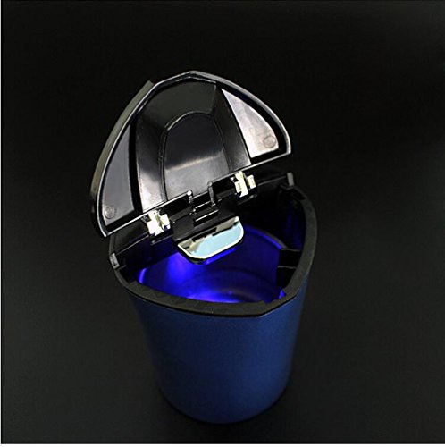 GyAfam Posacenere auto, Automotive, forniture di plastica blu 6.6*10cm,spia a LED con staffa mobile in Acciaio Inox portacenere