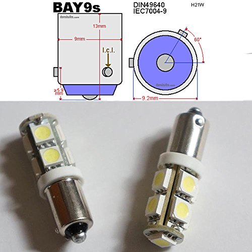 H21W 9SMD LED luce di posizione parcheggio kit set lampadine allo xeno bianco BAY9S senza errore Canbus EA7R5