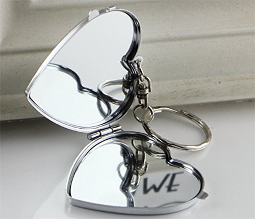 Hacoly Charm cuore specchio portachiavi in ​​metallo Locket portachiavi borsa auto ornamenti ciondolo per le donne uomini Souvenir regalo di compleanno