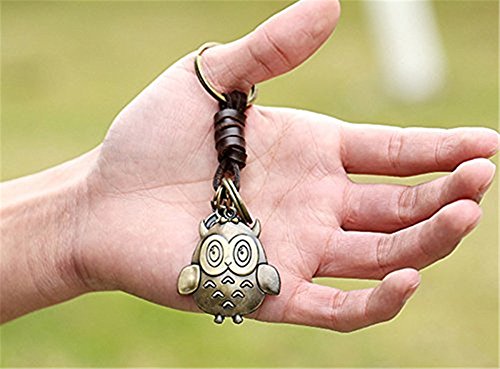 Hacoly Vintage Owl Keychain Tessuto Intrecciato Portachiavi In Pelle Borsa Auto Ciondolo Ornamenti per Le Donne Uomini Souvenir Regalo Di Compleanno