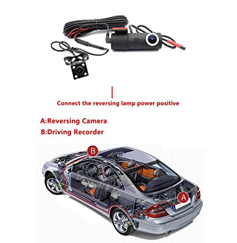 Hangang 170 gradi auto WiFi Dash fotocamera anteriore + 120 gradi impermeabile telecamera posteriore, FHD 1080p dashboard camera registratore auto Dash Cam con visione notturna, G-Sensor, WDR, loop recording