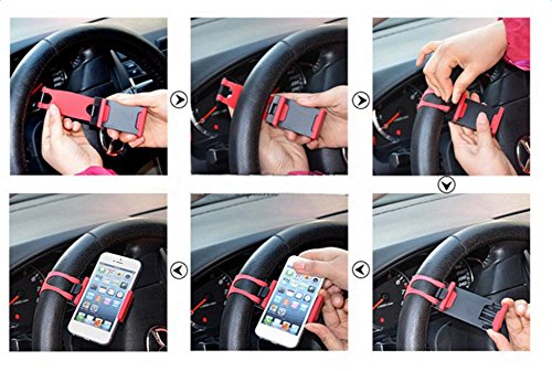 haodou universale auto volante telefono supporto clip del supporto del telefono cellulare per iPhone 7/6S/6/5/5S Samsung Galaxy S8/S7 (Edge) HTC/Sony/Huawei Rosso