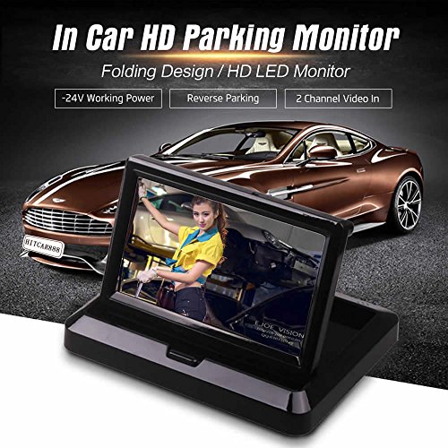 Hitcar auto veicolo Small mini color Digital Flip Down pieghevole retrovisore parcheggio Kits Combo HD TFT-LCD monitor backup camera