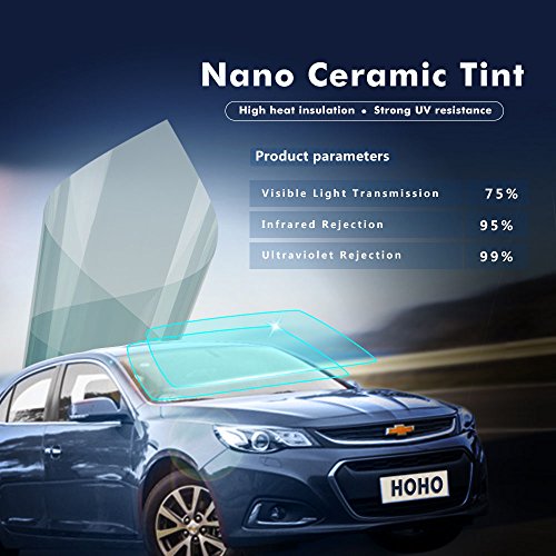 Hoho 101,6 x 152,4 cm azzurro riflettente auto Window Tinting kit finestra pellicole alto isolamento Nano in vetro tinta VLT75%