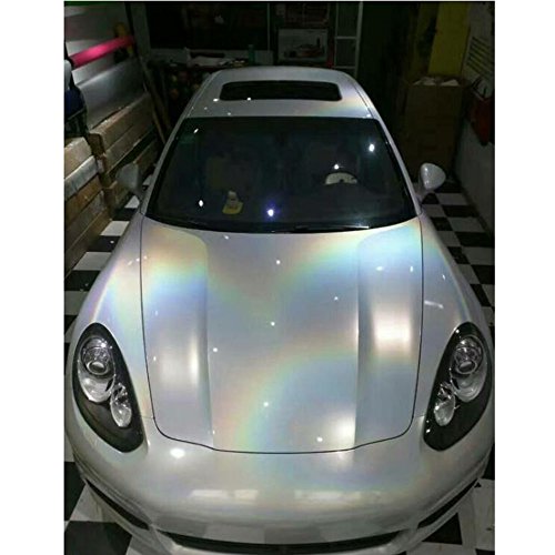 Hoho 152,4 x 50,8 cm arcobaleno laser adesivo auto vinyl Wrap in cromo con Air rilascio auto foil (bianco)