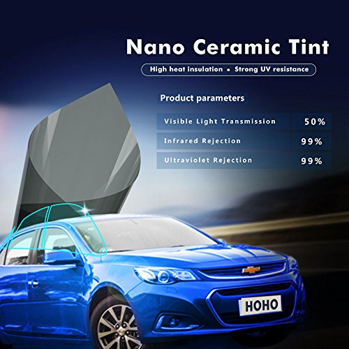 Hoho 49,8 cm x9.8ft VLT 50% nano ceramica borsa da vetro per privacy per finestrini auto pellicola solare UV Proof