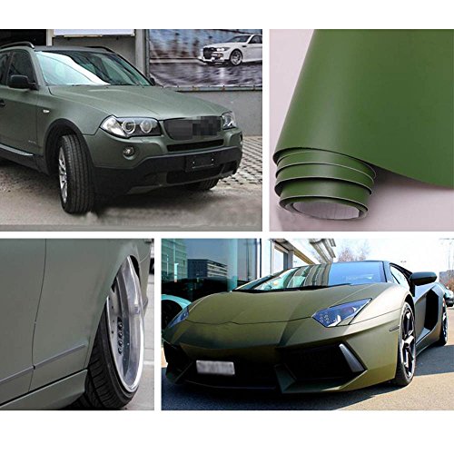 Hoho opaco vinile avvolgere auto sticker Car styling film con aria senza bolle, verde militare