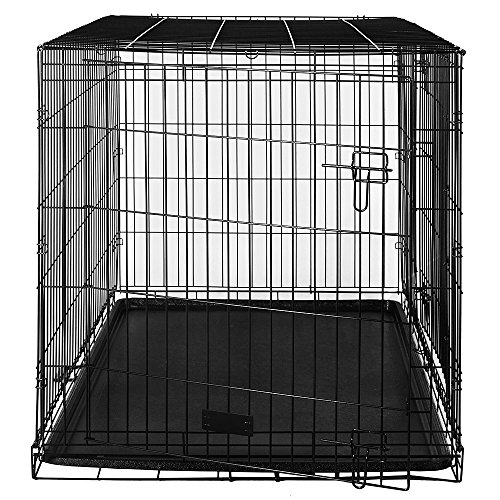 Home Discount Pet gabbia con vassoio, pieghevole Crate Dog Puppy Animal Vet auto training portante in metallo, 106,7 cm