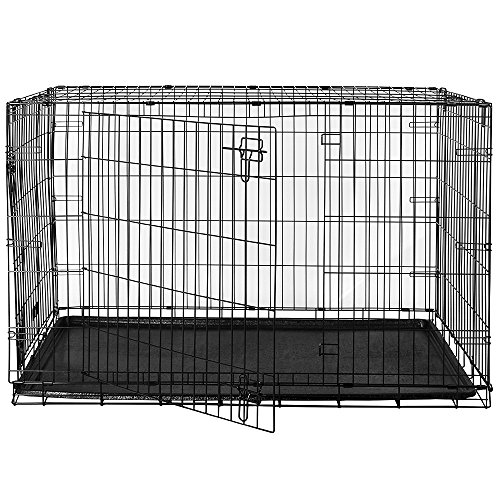 Home Discount Pet gabbia metallica pieghevole Crate Dog Puppy Animal Vet auto allenamento vettore con vassoio, 76,2 cm