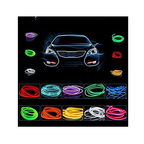 HopeU5® 3M Neon incandescente filo elettroluminescente EL filo metallico tubo con striscia di luce decorazione auto, moda auto ornamento-giallo