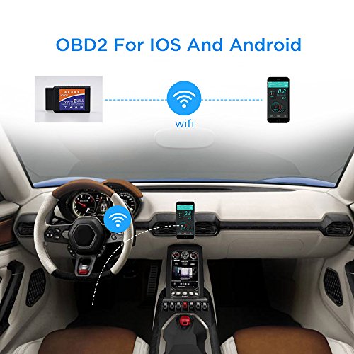 Hotom OBD2 Car Reader Reader strumento di scansione, WIFI Wireless Car OBD 2, Scanner Adapter Check Engine Strumento diagnostico per iOS e Android