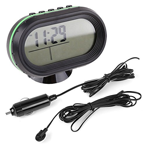 HOTSYSTEM digitale Termometro + orologio + Voltmetro 12V/24V per auto LED Display verde