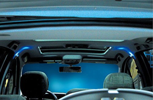 Hyper SONIC® hp2295 Set 2pezzi dimmerabile universale Stylische luci LED blu Interno Lampada Auto supplementare illuminazione lettura Interni Illuminazione vano piedi 12 V Collegamento Cavo di 4 meter