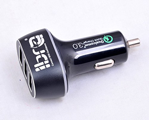 Ibra caricabatteria da auto. Quick Charge 3.0 + 7.2 a/36 W a porte USB caricabatteria da auto con Smart IC adatta, protezione di sicurezza per dispositivi Apple e Android, nero