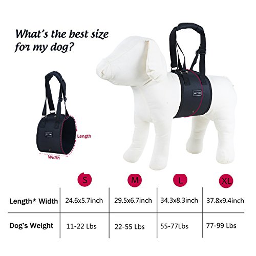 Imbracatura Supporto Portatile per Cani Confortevole Riabilitazione Cane Disabili Cinghia di Assistenza Difficile Camminare(M petto 75cm)