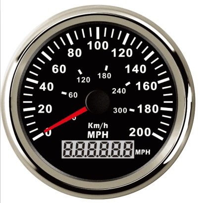 Impermeabile GPS tachimetro contachilometri 0 – 200 mph 0 – 300 km/h per auto moto da corsa con retroilluminazione 85 mm 12 V/24 V