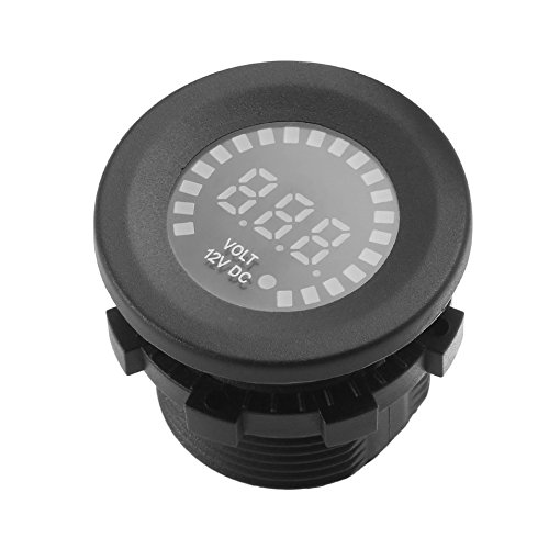 Impermeabile resistente al calore 12V CC Blu LED Display a pannello digitale Voltmetro Voltaggio Volt per auto Colore moto: nero