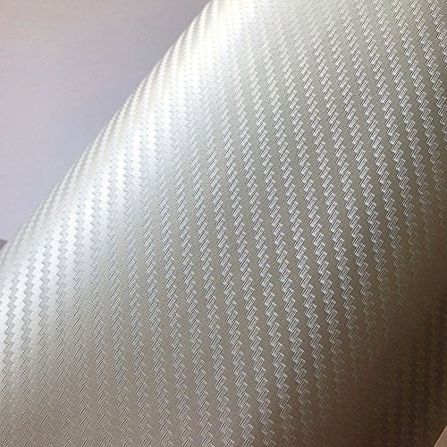 In fibra di carbonio vinile Wrap Sheet roll film 3D senza bolle argento di Peatop (152,4 x 30,5 cm/1,5 x 0,3 m)