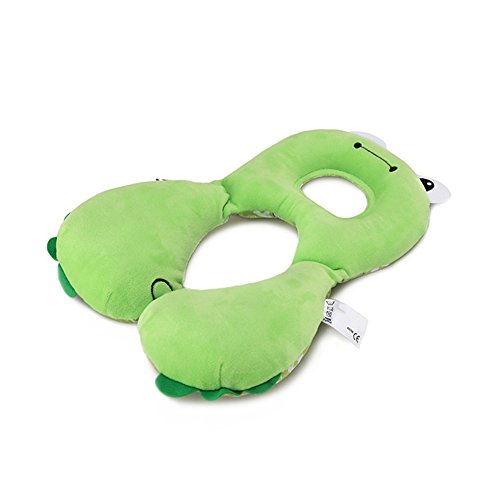 INCHANT Baby Headrest & Neck Support Pillow, Infant Comodo supporto per il passeggino Supporto per il viaggio Cuscino per auto (Green Frog)