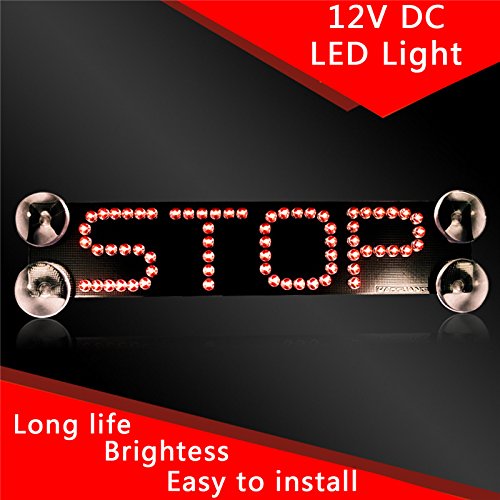 Indicatore di frenata, universale, da 12 V, con striscia singola di luci a LED che compone la scritta "Stop", di colore rosso, per lunotto