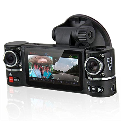 inDigi® 6,86 cm TFT LCD doppia fotocamera di rotazione lente auto DVR video registratore veicolo Dash Cam