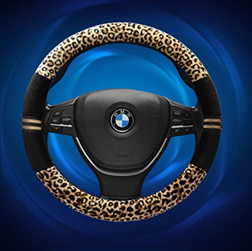 Inebiz elegante quattro stagioni generale leopardo velluto auto coprivolante, 38,1 cm universale per auto e camion