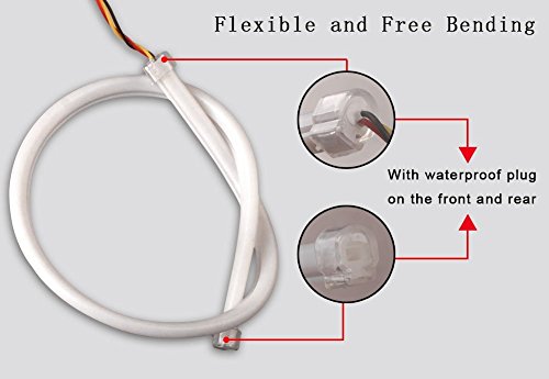Inlink 2-Pack Dual Color Flexible White-Amber Switchback Headlight LED Soft Tube Switchback DRL Daytime Running Turn Signal Strip Light(60cm)