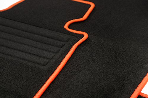 INTERMATS 412060 Kit Astra J Sports Tourer – Tappetini per auto velour 15 nero, orlo rimettato arancione
