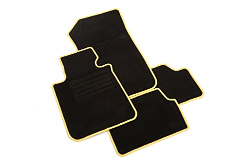 INTERMATS 412155  Cascada – Tappetini per auto velour 15 nero, orlo rimettato in giallo