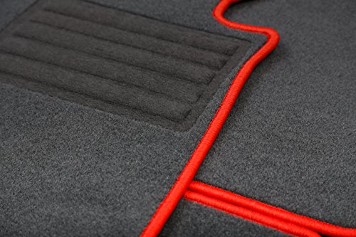INTERMATS 412775  Renegade tappetini per auto velour 15, grafite, rosso rimagliato (distanza fori 20 cm)
