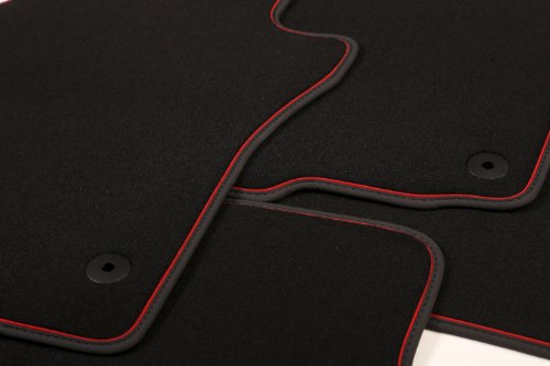 Intermats 413103  beeatle (dal 10.2011) tappetini per auto velour 95 nero, orlo in nastro di Nubuk piega, rosso