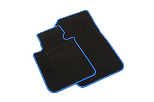 INTERMATS 415268  F-Type – Tappetini per auto velour 15 nero, fino a 08.2015, 2 pezzi. Set Orlo blu reale