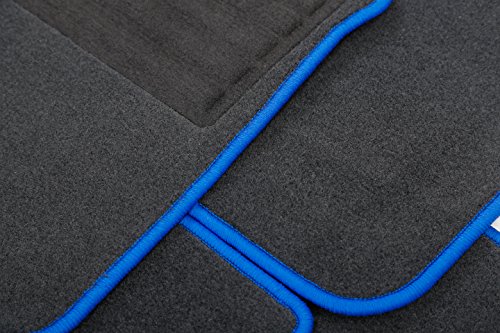 INTERMATS 415279  F-Type – Tappetini per auto velour 15, grafite, ab 09.2015, 2 pezzi. Set Orlo blu reale