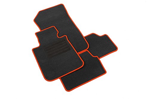 INTERMATS Renegade – Tappetini per auto velour 70 Grafite, arancione, orli rimettati (distanza fori Matte 20 cm passeggero)
