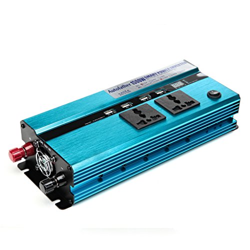 Inverter 1500 W DC 12 V a 220 V AC convertitore con 2 uscite e 4 porte USB di ricarica per elettronica